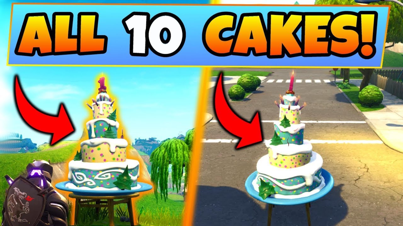 Fortnite BIRTHDAY CAKE LOCATIONS/CHALLENGES GUIDE!: Dance in Front of